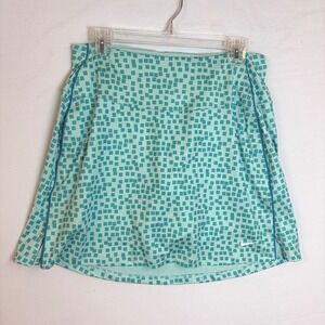 Nike Dri-FIT Women Mint Green Teal Geometric Square Print Tennis Golf Skort M